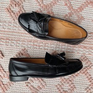 Black Vintage G.H. Bass & Co. Leather Slip On Fringe Loafers 10.5